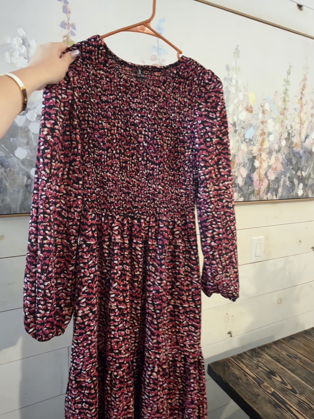 Fashion Nova Pink & Black Patterned Maxi Dress